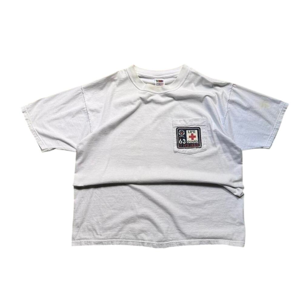 Vintage St Pete Life Guard Men's XL Pocket Tee